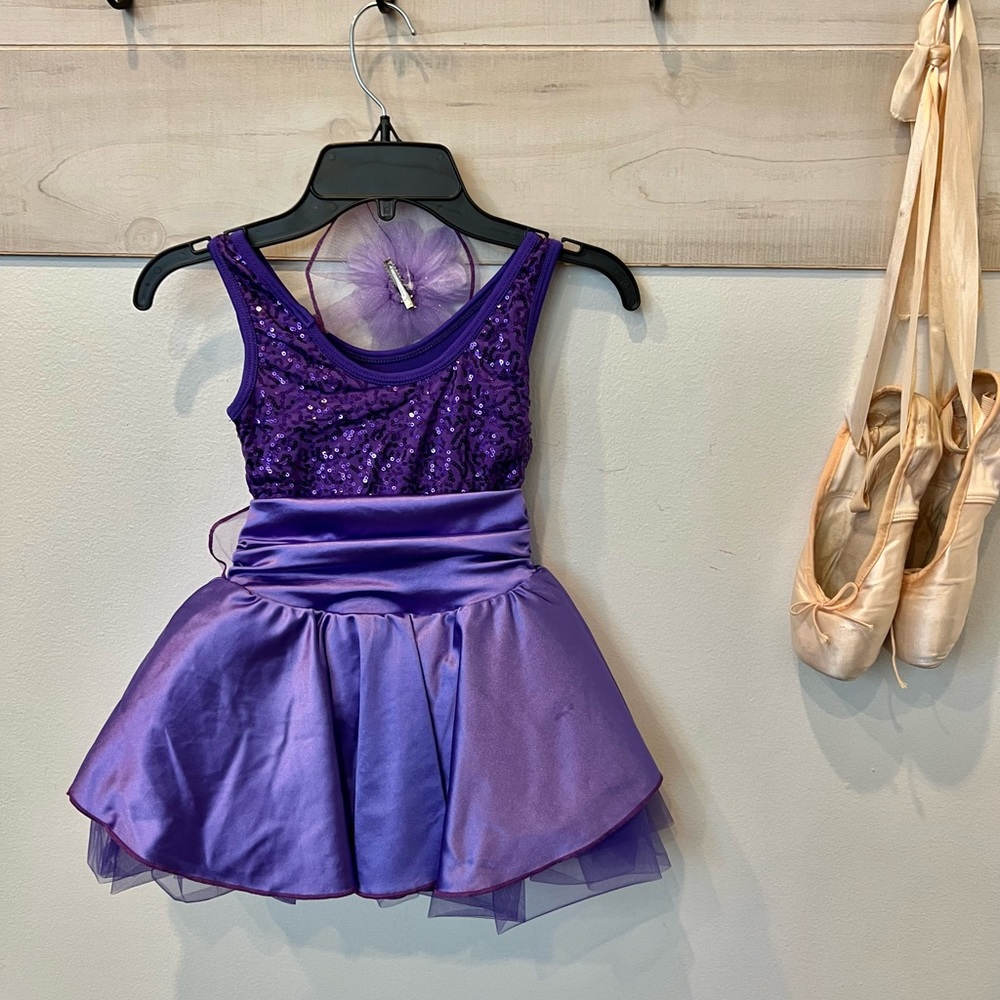 Curtain Call Costumes, Almost There, ballet tutu dance outfit, purple, size CSM - Picture 6 of 10